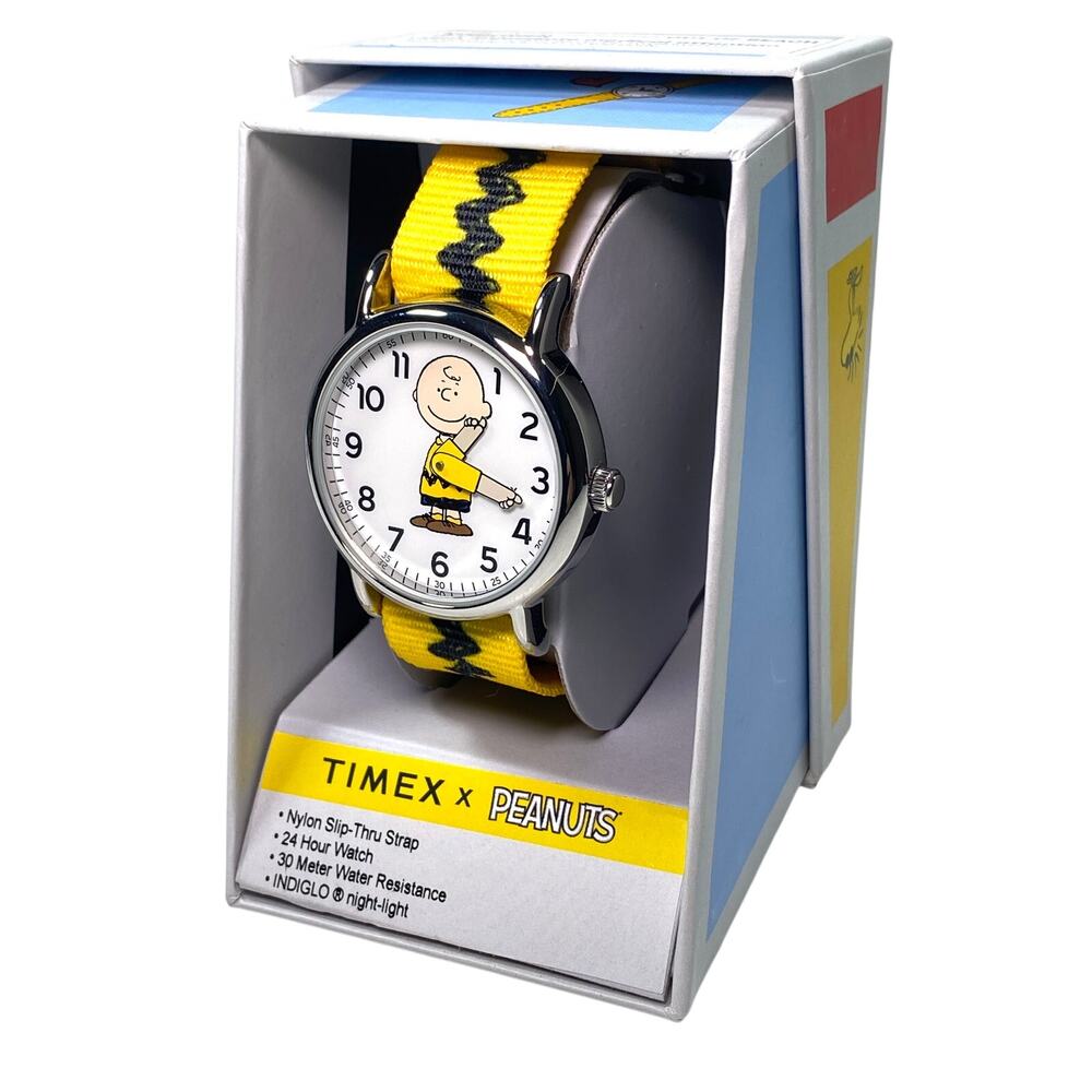 Timex x Peanuts Weekender Charlie Brown Watch Men 38mm Indiglo WR 30m Retro BNIB